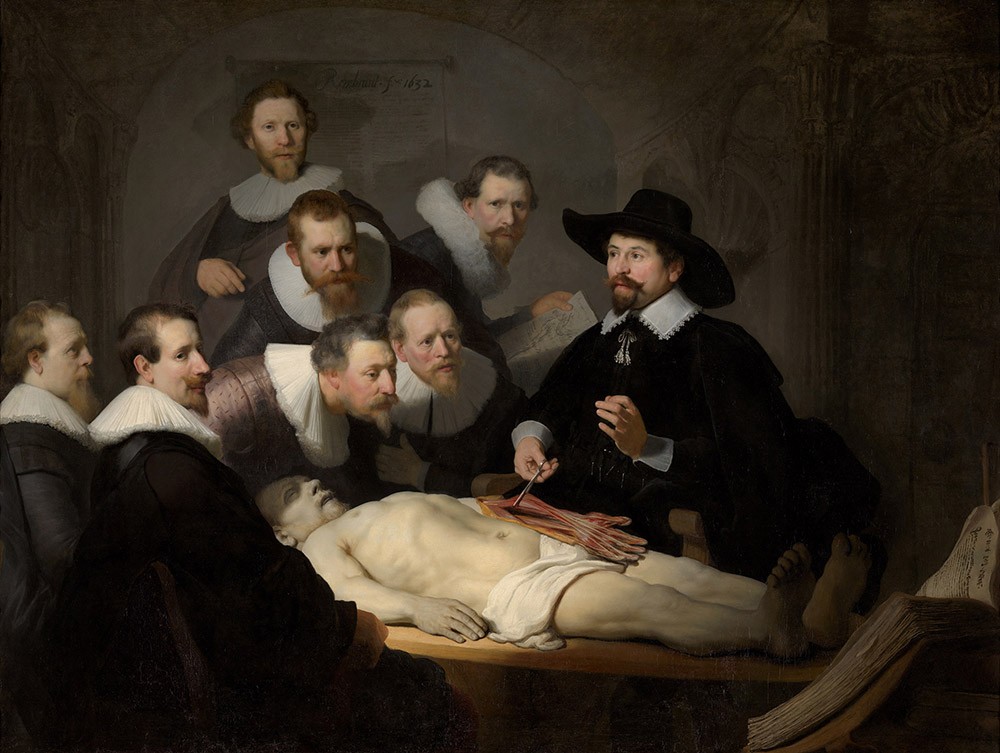 Reprodução do quadro "A Lição de Anatomia do Dr. Nicolaes Tulp", de Rembrandt.