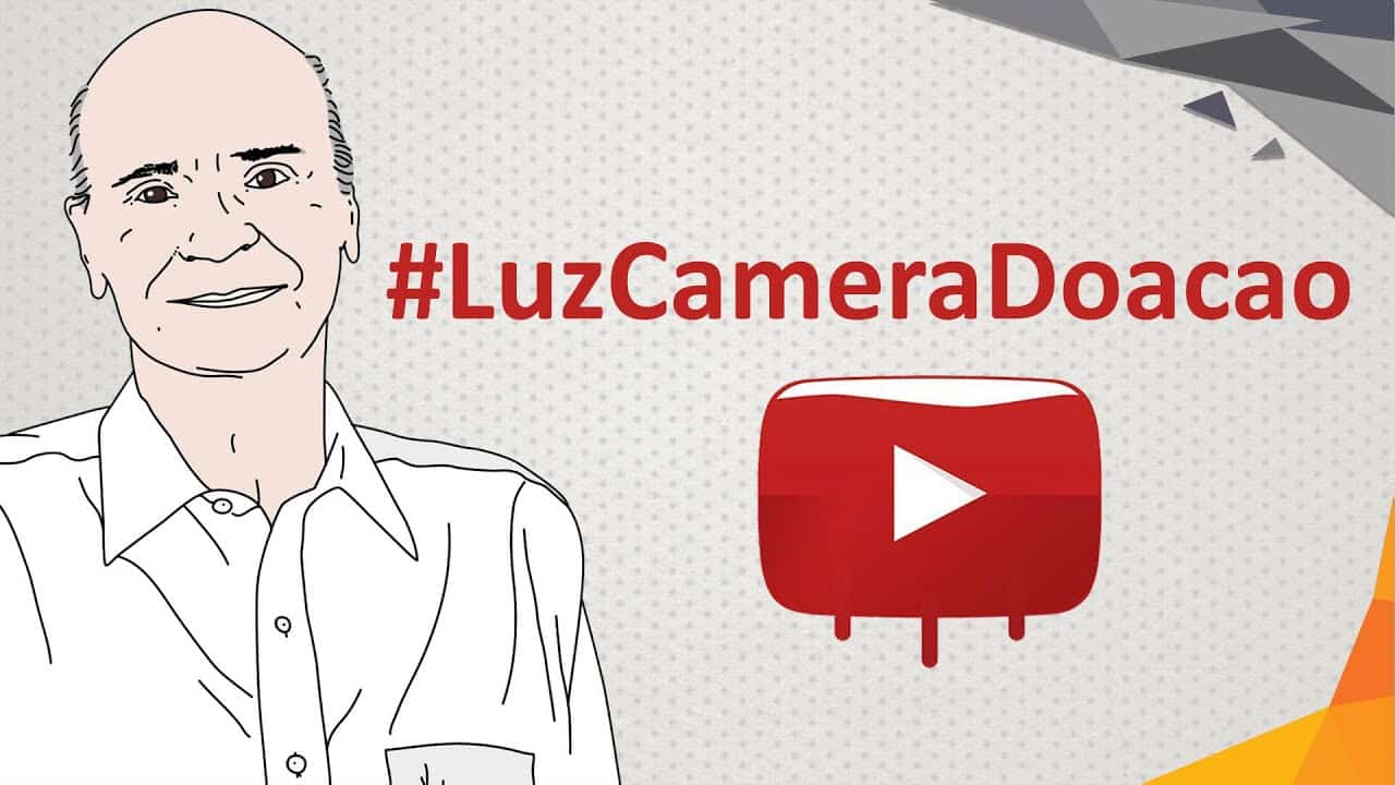 Ilustração do dr. Drauzio com a hashtag LuzCameraDoacao.
