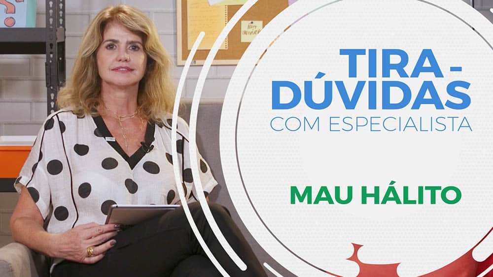Periodontista Rosileine Uliana e ao lado o texto "Tira-dúvidas mau hálito".