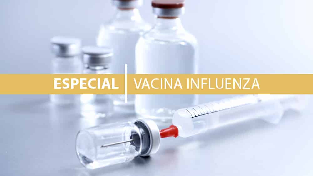 ampola e seringa da vacina contra influenza
